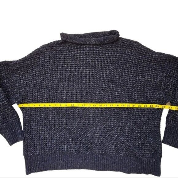 American Eagle waffle knit mock neck heather navy blue sweater XL - Picture 7 of 7